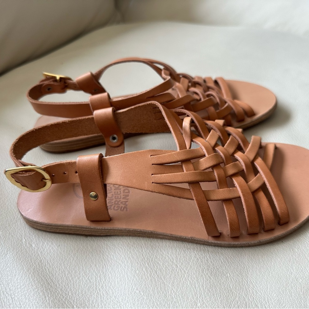 Ancient Greek Sandals - Woven Leather - Flat Sandals Natural - Size 36 - Picture 5 of 7